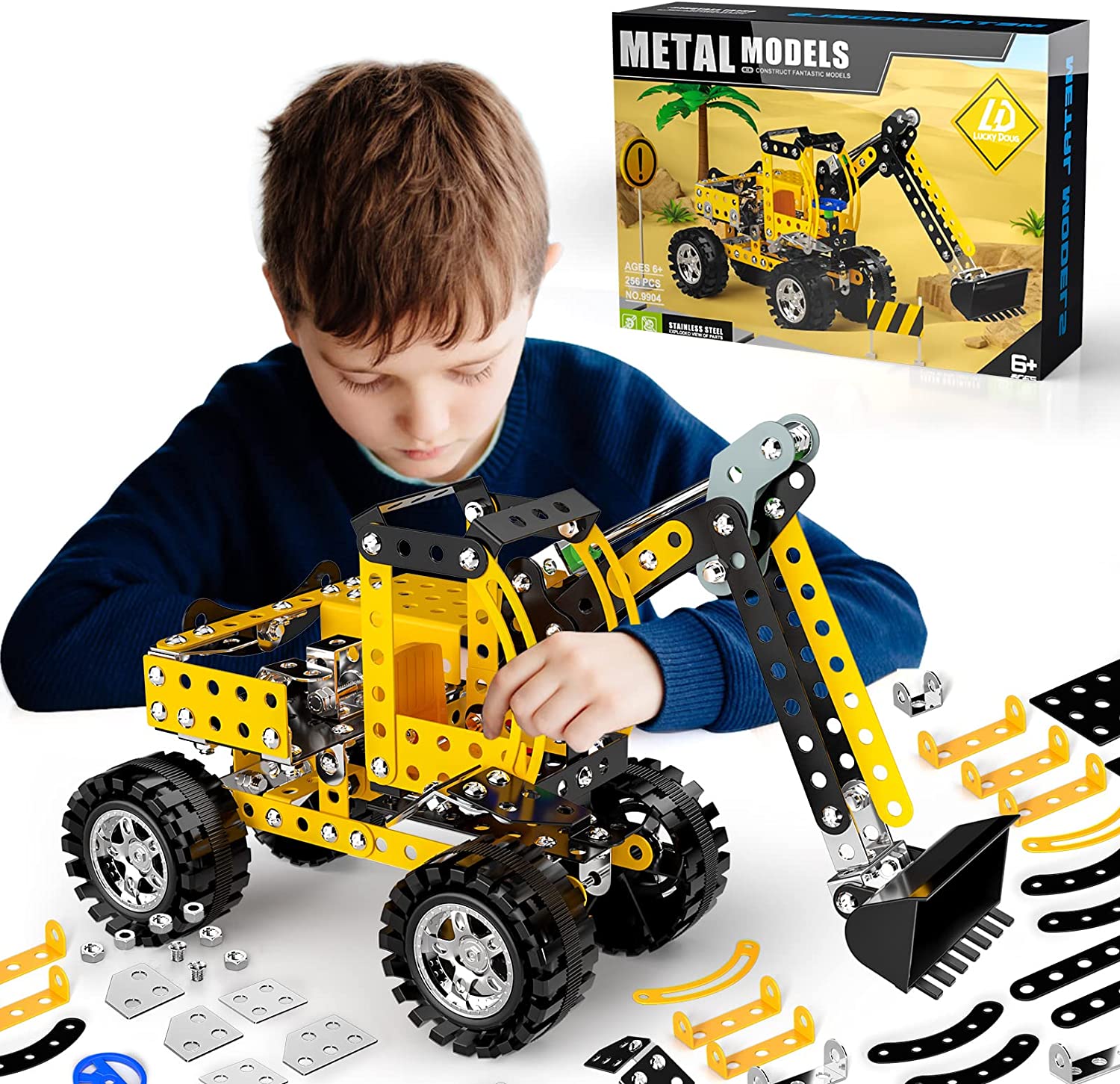 Lucky Doug Stem Building Projects Toys for Kids 8 9 10 11 12+ Year Old, 256 PCS Metal Building Construction Model kit, Engineering Building Blocks DIY Educational Gifts